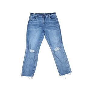 Justice Destressed Ripped Rough Hem Ankle Denim Jeans 18 Plus High Rise 36x24